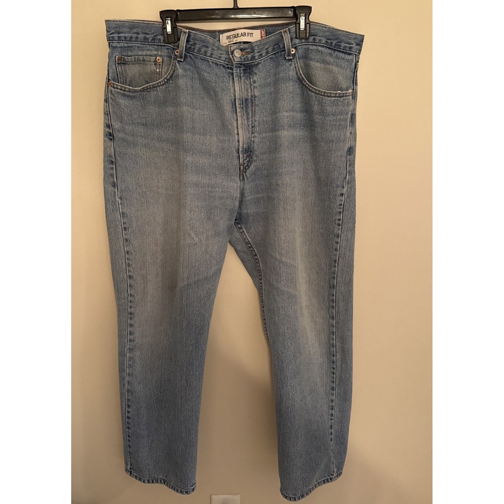Levis Jeans 505 Mens 42x30 Regular Fit Blue‎ Denim Light Wash